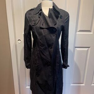 THEORY Nania Hummingbird Linen Trench, Black, small NWT